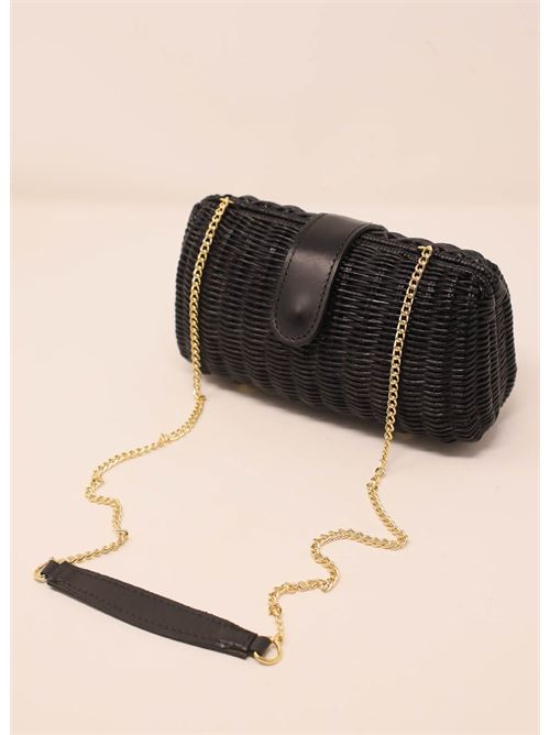 Borsa a mano in midollino nero Laboratorio Capri | 172BLACK